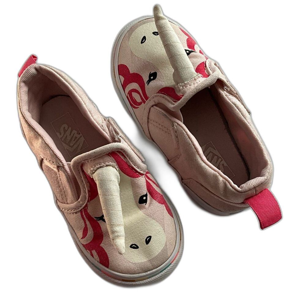VANS "ASHER" Unicorn Pink Glitter Slip on Shoes US Size 7